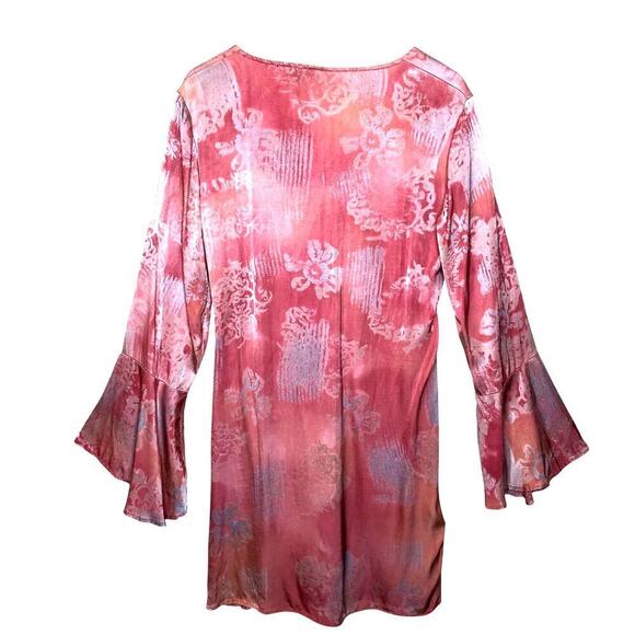 Rays for Days Ruched  Mini Dress Flared Sleeves Boho Whimsical Fairy Core Sz: L - Picture 2 of 11